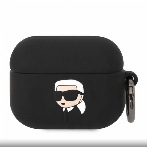 Karl Lagerfeld 3D-logotyp NFT Karl Head Silikonfodral för AirPods Pro Black