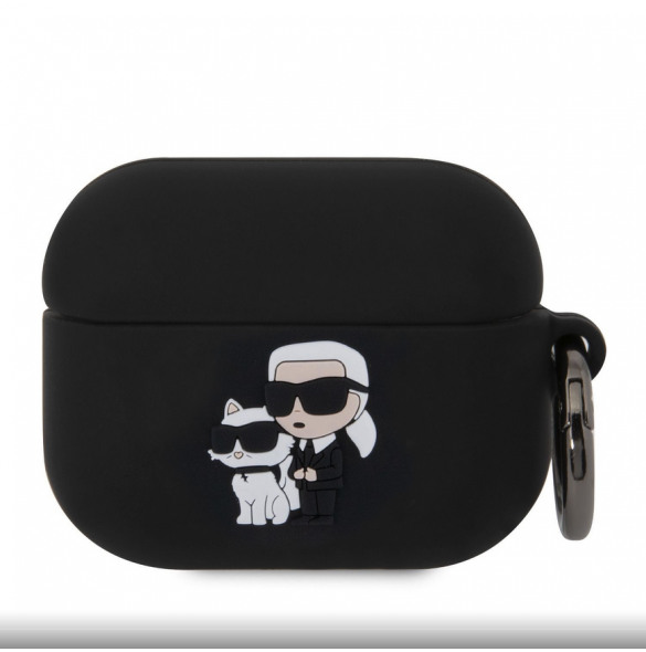 Karl Lagerfeld 3D-logotyp NFT Karl och Choupette Silikonfodral för AirPods Pro Black