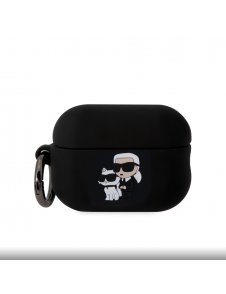 Karl Lagerfeld 3D-logotyp NFT Karl och Choupette silikonfodral för AirPods Pro 2 Black
