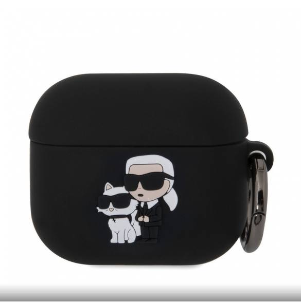 Karl Lagerfeld 3D-logotyp NFT Karl och Choupette Silikonfodral för AirPods 3 Svart