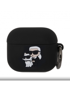 Karl Lagerfeld 3D-logotyp NFT Karl och Choupette Silikonfodral för AirPods 3 Svart