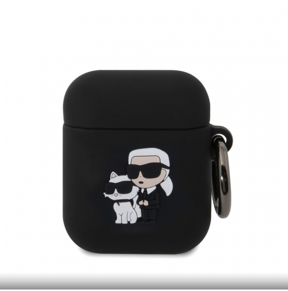 Karl Lagerfeld 3D-logotyp NFT Karl och Choupette silikonfodral för AirPods 1/2 svart