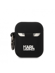 Karl Lagerfeld 3D-logotyp NFT Karl och Choupette silikonfodral för AirPods 1/2 svart