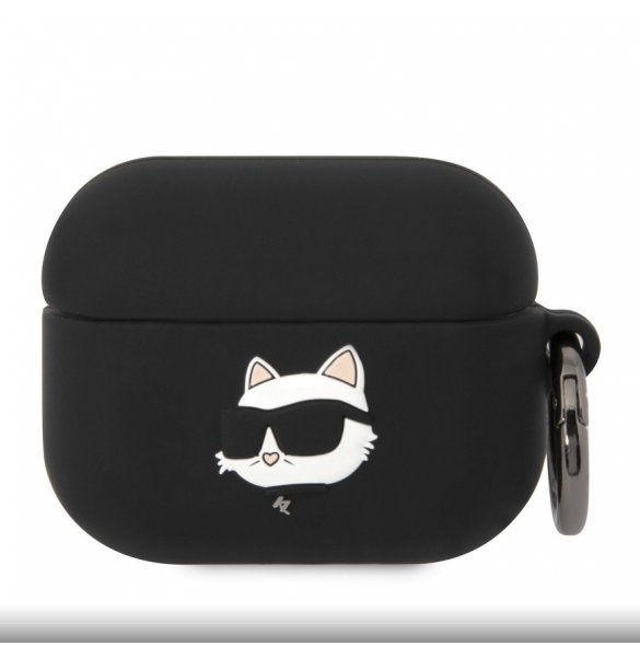 Karl Lagerfeld 3D Logo NFT Choupette Head Silikonfodral för AirPods Pro Black