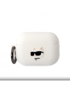 Karl Lagerfeld 3D Logo NFT Choupette Head Silikonfodral för AirPods Pro 2 White