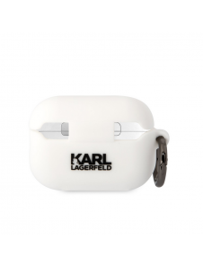 Karl Lagerfeld 3D Logo NFT Choupette Head Silikonfodral för AirPods Pro 2 White
