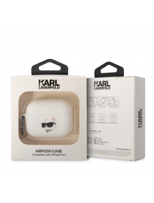 Karl Lagerfeld 3D Logo NFT Choupette Head Silikonfodral för AirPods Pro 2 White