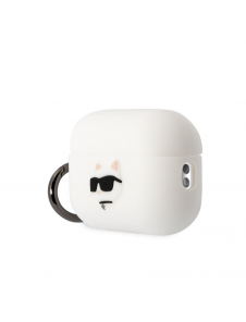 Karl Lagerfeld 3D Logo NFT Choupette Head Silikonfodral för AirPods Pro 2 White
