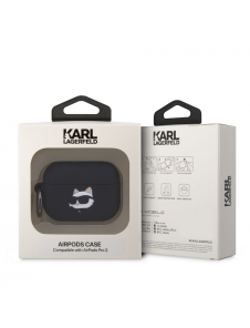 Karl Lagerfeld 3D Logo NFT Choupette Head Silikonfodral för AirPods Pro 2 Svart
