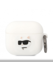 Karl Lagerfeld 3D Logo NFT Choupette Head Silikonfodral för AirPods 3 White