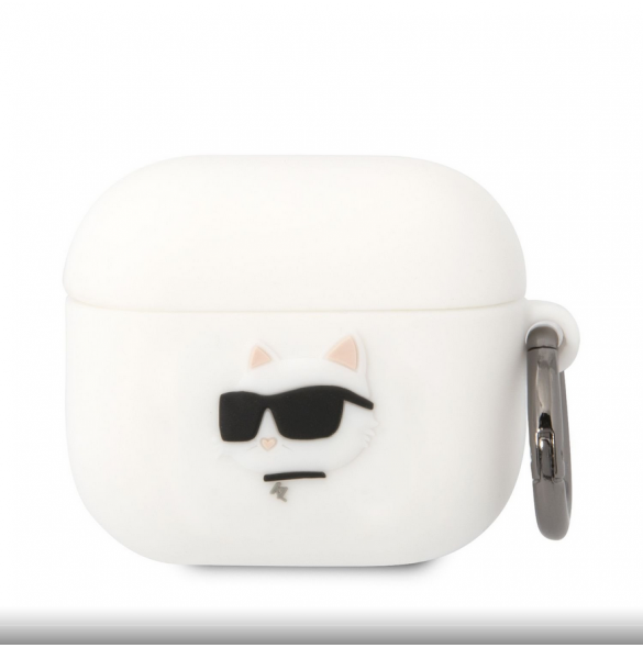 Karl Lagerfeld 3D Logo NFT Choupette Head Silikonfodral för AirPods 3 White