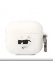 Karl Lagerfeld 3D Logo NFT Choupette Head Silikonfodral för AirPods 3 White