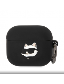 Karl Lagerfeld 3D Logo NFT Choupette Head Silikonfodral för AirPods 3 Svart