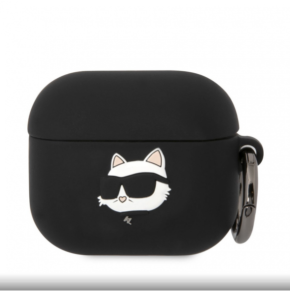 Karl Lagerfeld 3D Logo NFT Choupette Head Silikonfodral för AirPods 3 Svart