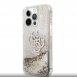 Guess TPU Big 4G Liquid Glitter Gold-fodral till iPhone 13 Pro Transparent