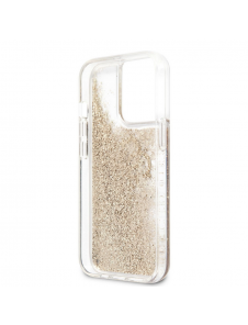 Guess TPU Big 4G Liquid Glitter Gold-fodral till iPhone 13 Pro Transparent