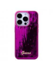 Guess Sequin Script Logofodral för iPhone 15 Pro Max Magenta