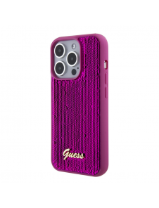Guess Sequin Script Logofodral för iPhone 15 Pro Max Magenta