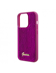 Guess Sequin Script Logo Fodral för iPhone 15 Pro Magenta