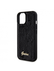 Guess Sequin Script Logofodral för iPhone 15 Plus Svart