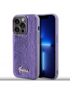 Guess Sequin Script Logofodral för iPhone 14 Pro Lila