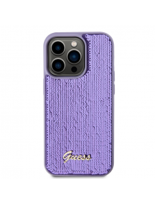 Guess Sequin Script Logofodral för iPhone 14 Pro Lila