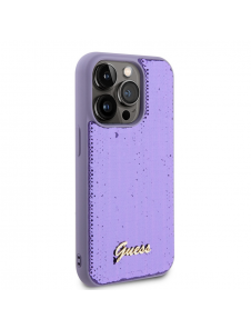 Guess Sequin Script Logofodral för iPhone 14 Pro Lila