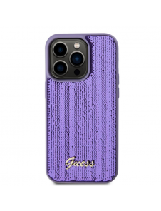 Guess Sequin Script Logofodral för iPhone 14 Pro Max Lila