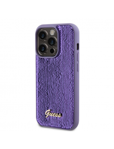 Guess Sequin Script Logofodral för iPhone 14 Pro Max Lila