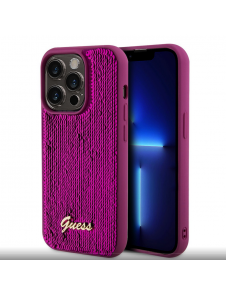 Guess Sequin Script Logofodral för iPhone 14 Pro Max Magenta