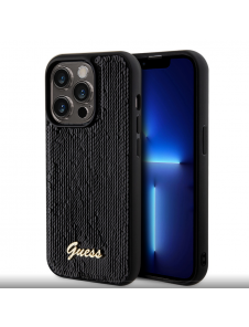 Guess Sequin Script Logofodral för iPhone 14 Pro Svart