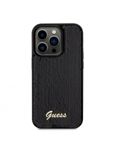 Guess Sequin Script Logofodral för iPhone 14 Pro Svart