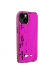 Guess Sequin Script Logofodral för iPhone 13 Magenta