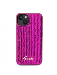 Guess Sequin Script Logofodral för iPhone 13 Magenta