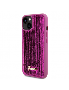Guess Sequin Script Logofodral för iPhone 13 Magenta