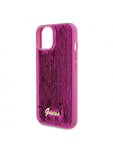 Guess Sequin Script Logofodral för iPhone 13 Magenta