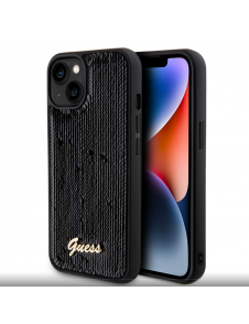 Guess Sequin Script Logofodral för iPhone 13 Svart