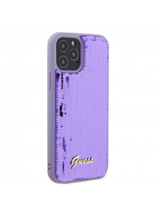 Guess Sequin Script Logofodral för iPhone 12/12 Pro Lila