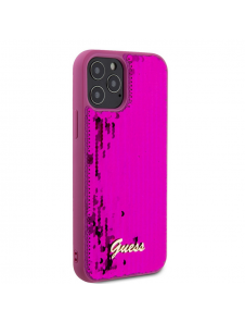 Guess Sequin Script Logofodral för iPhone 12/12 Pro Magenta