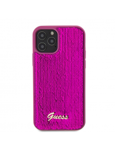 Guess Sequin Script Logofodral för iPhone 12/12 Pro Magenta