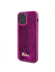 Guess Sequin Script Logofodral för iPhone 12/12 Pro Magenta