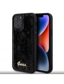 Guess Sequin Script Logofodral för iPhone 12/12 Pro Svart
