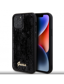 Guess Sequin Script Logofodral för iPhone 12/12 Pro Svart