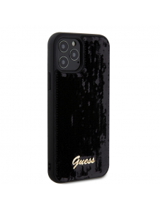 Guess Sequin Script Logofodral för iPhone 12/12 Pro Svart