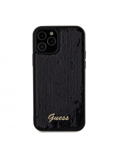 Guess Sequin Script Logofodral för iPhone 12/12 Pro Svart