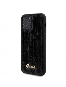 Guess Sequin Script Logofodral för iPhone 12/12 Pro Svart