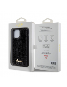 Guess Sequin Script Logofodral för iPhone 12/12 Pro Svart