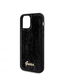 Guess Sequin Script Logofodral för iPhone 12/12 Pro Svart
