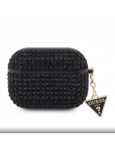 Guess Rhinestones Triangle Metal Logo Fodral för AirPods Pro Black