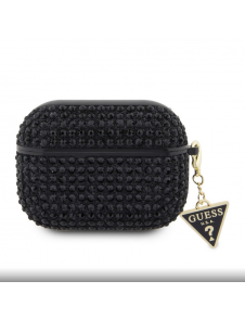Guess Rhinestones Triangle Metal Logo Fodral för AirPods Pro Black